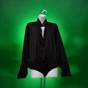 Fashion Nova Black Satin Bodysuit